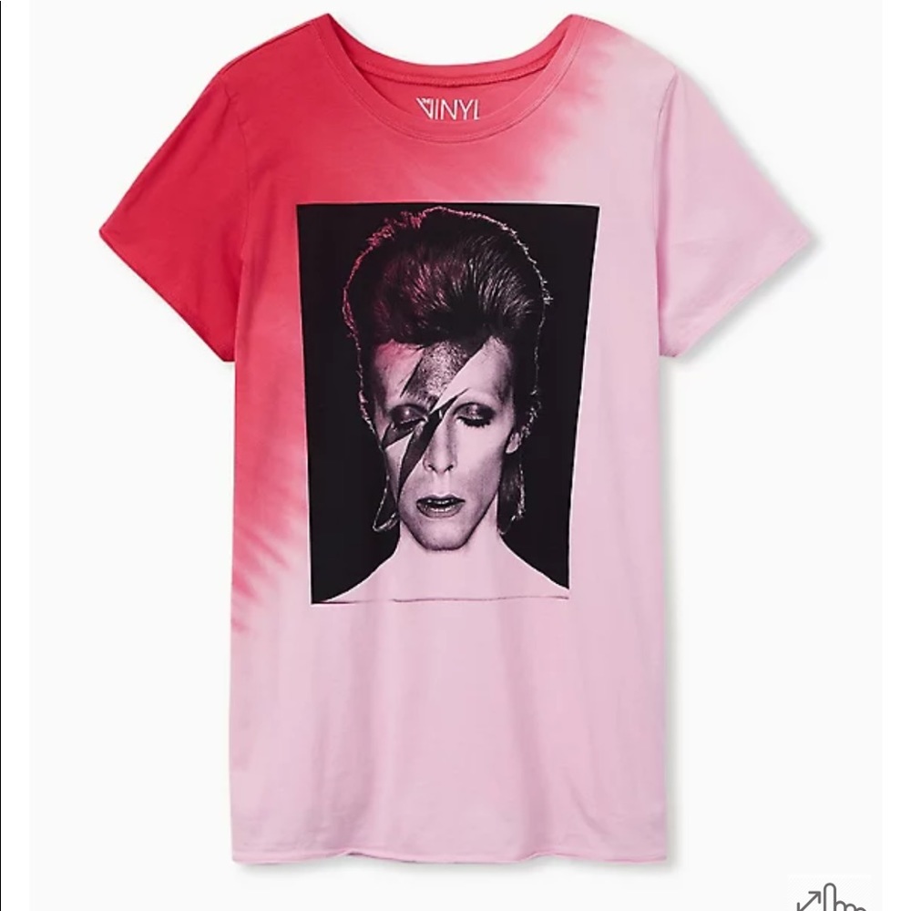 Torrid David Bowie Classic Fit Tee 1x - Red & Pink Tie Dye